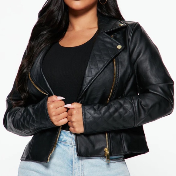 Jackets & Blazers - Black Vegan leather Moto Jacket NWT